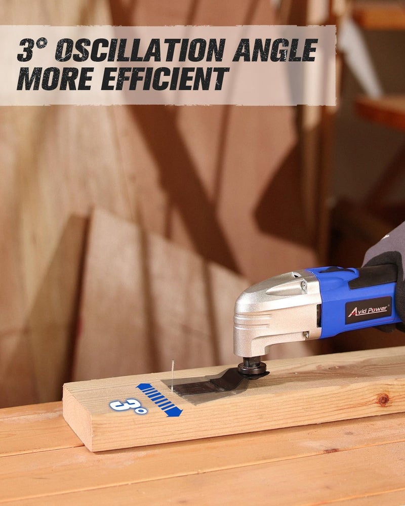 AVID POWER Oscillating Tool, 22000 OPM Electric Oscillating Multi Tool with 3°Oscillation Angle, Cutting, Sanding, Grinding, Scraping, 11 Accessories & Universal Interface-Blue - Image 3